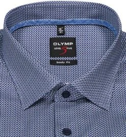OLYMP Level Five Body Fit 69EL 2021/79/18 Hemd, Baumwolle, Extra langer Arm, Marineblau gemustert, Marine -hemdenverkauf 368232 norm2