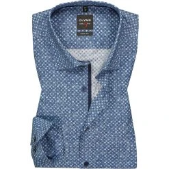 OLYMP Level Five Body Fit 69EL 2023/79/13 Hemd, Baumwolle, Extra langer Arm, Rauchblau gemustert, Rauchblau