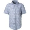 van Laack Hemd Comfort Fit 171555/RIVARA-S-CF/007 Kurzarmhemd, Reines Leinen, Blau-weiß, Blau