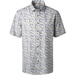 OLYMP Luxor Comfort Fit 1013/72/91 Kurzarmhemd, Baumwolle, Blau-orange, Orange