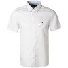 Tommy Hilfiger Hemd MW0MW17618/YBR Kurzarmhemd, Slim Fit, Oxford wasserabweisend, Weiß