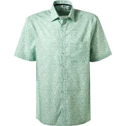 OLYMP Luxor Comfort Fit 1011/72/45 Kurzarmhemd, Popeline, Grün-weiß gemustert, Grün