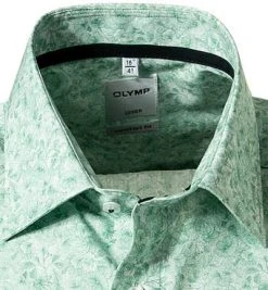 OLYMP Luxor Comfort Fit 1011/72/45 Kurzarmhemd, Popeline, Grün-weiß gemustert, Grün -hemdenverkauf 368463 norm2