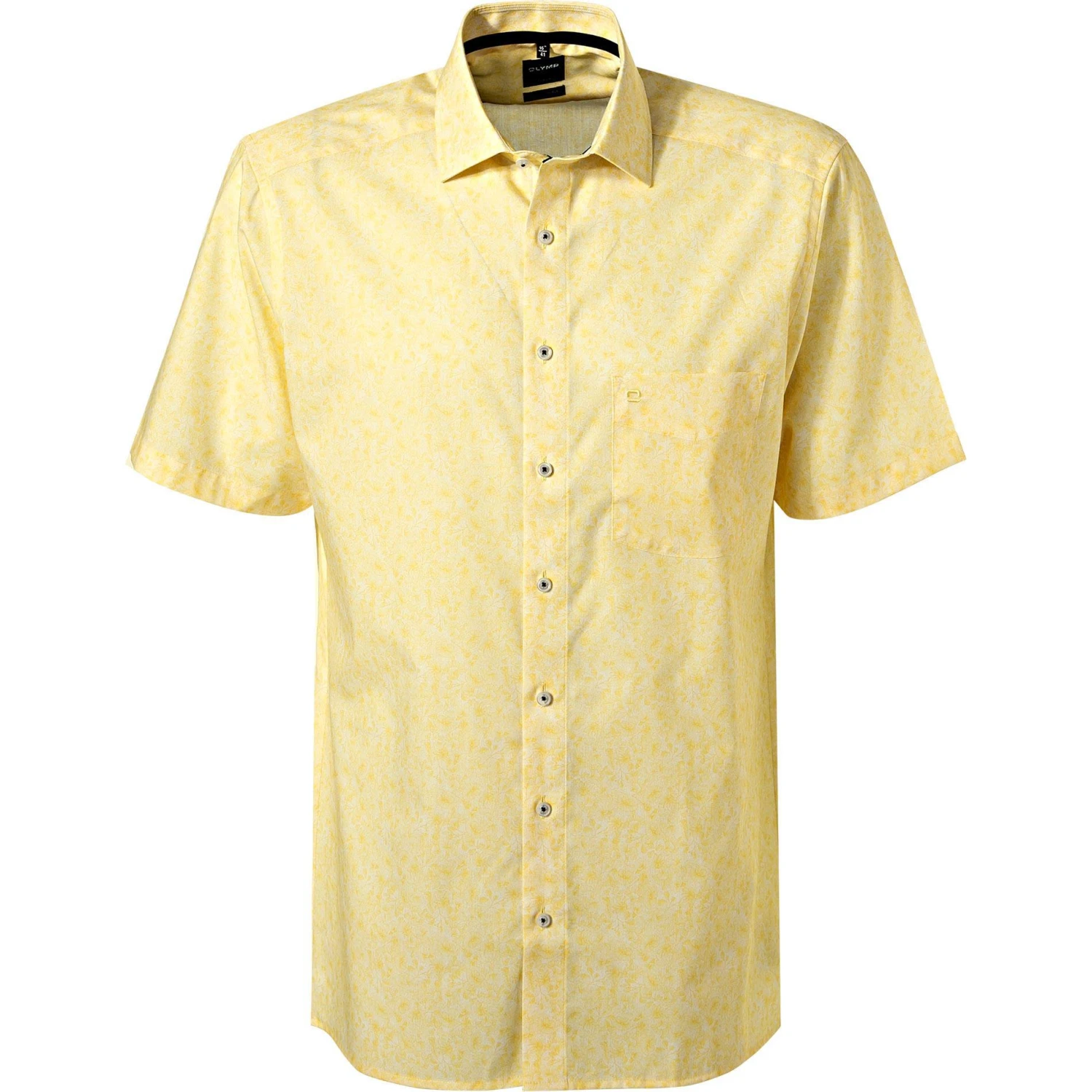 OLYMP Luxor Modern Fit 1211/72/51 Kurzarmhemd, Popeline, Gelb-weiß gemustert, Gelb 1 OLYMP Luxor Modern Fit 1211/72/51 Kurzarmhemd, Popeline, Gelb-weiß gemustert, Gelb