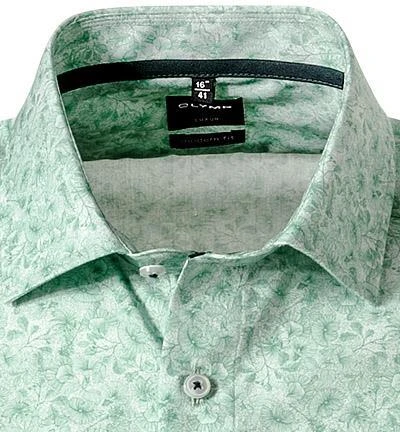 OLYMP Luxor Modern Fit 1211/74/45 Hemd, Popeline, Grün-weiß gemustert, Grün 3 OLYMP Luxor Modern Fit 1211/74/45 Hemd, Popeline, Grün-weiß gemustert, Grün – Bild 3