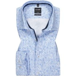 OLYMP Luxor Modern Fit 69EL 1211/79/11 Hemd, Baumwolle, Extra langer Arm, Bleu gemustert, Bleu