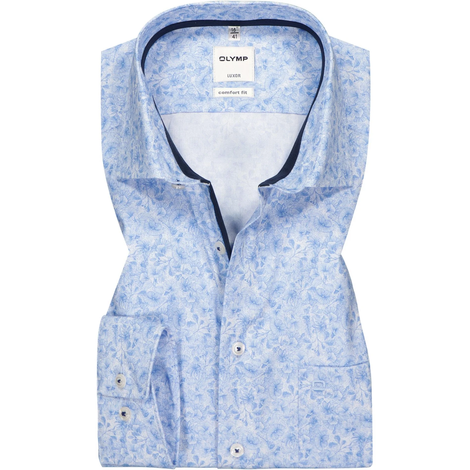 OLYMP Luxor Comfort Fit 1011/74/11 Hemd, Baumwolle, Bleu gemustert, Bleu 1 OLYMP Luxor Comfort Fit 1011/74/11 Hemd, Baumwolle, Bleu gemustert, Bleu