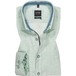 OLYMP Level Five Body Fit 2017/74/45 Hemd, Baumwolle, Grün meliert, Grün