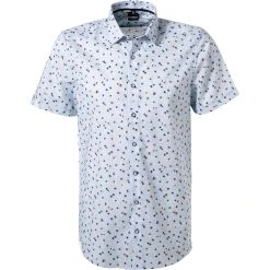 OLYMP Level Five Body Fit 2019/72/11 Kurzarmhemd, Popeline, Bleu gemustert, Bleu