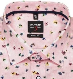 OLYMP Level Five Body Fit 2019/74/30 Hemd, Baumwolle, Rosé gemustert, Rosé -hemdenverkauf 368488 norm2