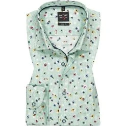 OLYMP Level Five Body Fit 2019/74/45 Hemd, Baumwolle, Grün gemustert, Grün