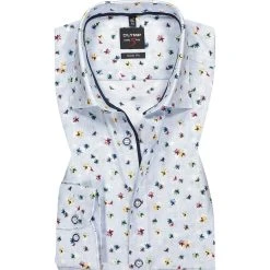 OLYMP Level Five Body Fit 2019/74/11 Hemd, Baumwolle, Bleu gemustert, Bleu