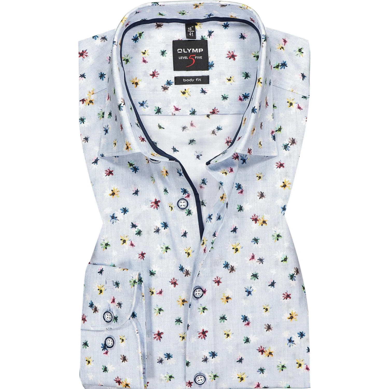 OLYMP Level Five Body Fit 2019/74/11 Hemd, Baumwolle, Bleu gemustert, Bleu 1 OLYMP Level Five Body Fit 2019/74/11 Hemd, Baumwolle, Bleu gemustert, Bleu