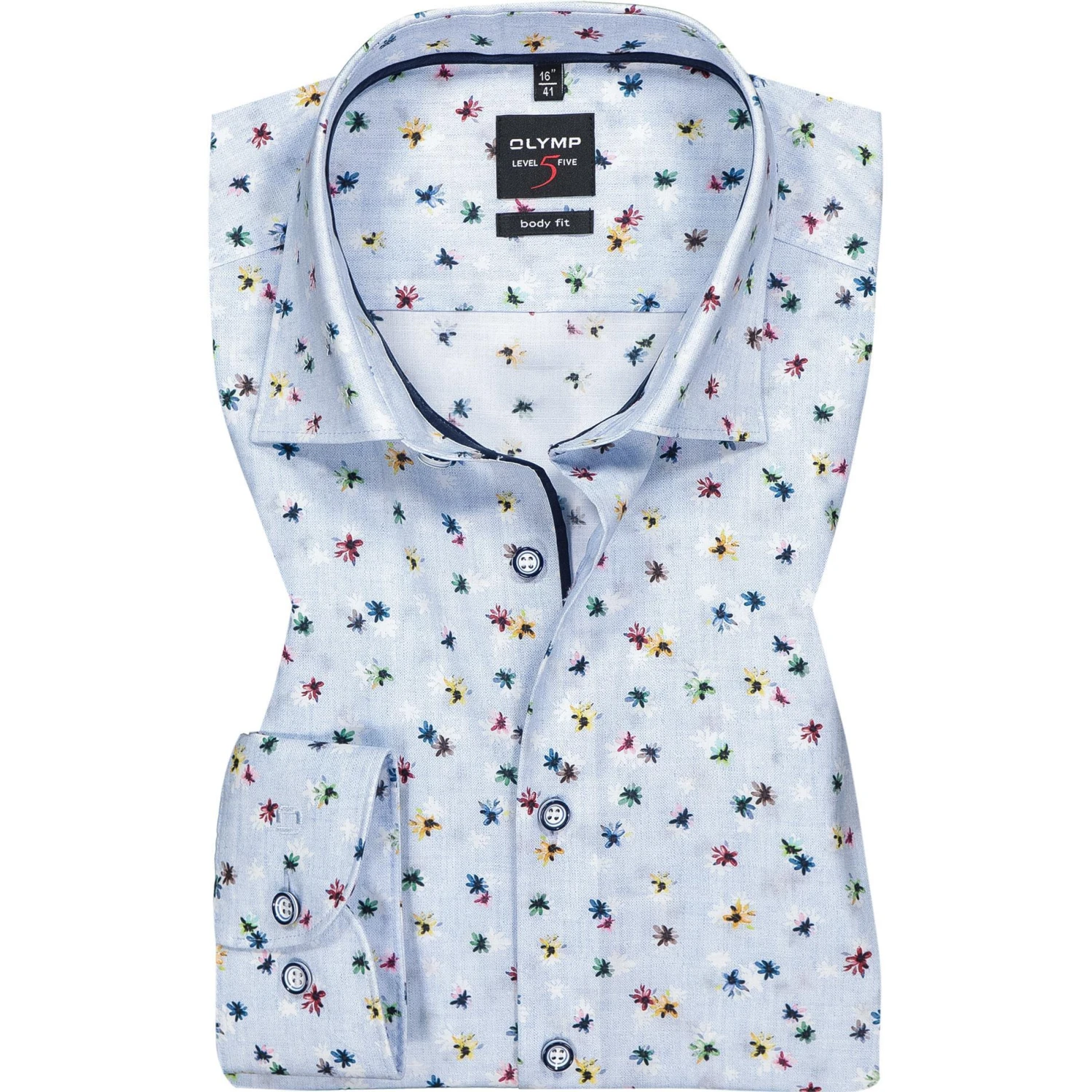 OLYMP Level Five Body Fit 69EL 2019/79/11 Hemd, Baumwolle, Extra langer Arm, Bleu gemustert, Bleu 1 OLYMP Level Five Body Fit 69EL 2019/79/11 Hemd, Baumwolle, Extra langer Arm, Bleu gemustert, Bleu