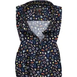 OLYMP Level Five Body Fit 69EL 2015/79/18 Hemd, Baumwolle, Extra langer Arm, Marineblau gemustert, Marine