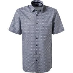 OLYMP Luxor Modern Fit 1217/72/28 Kurzarmhemd, Popeline, Braun-blau gemustert, Braun