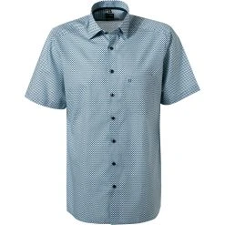 OLYMP Luxor Modern Fit 1217/72/45 Kurzarmhemd, Popeline, Grün-blau gemustert, Grün