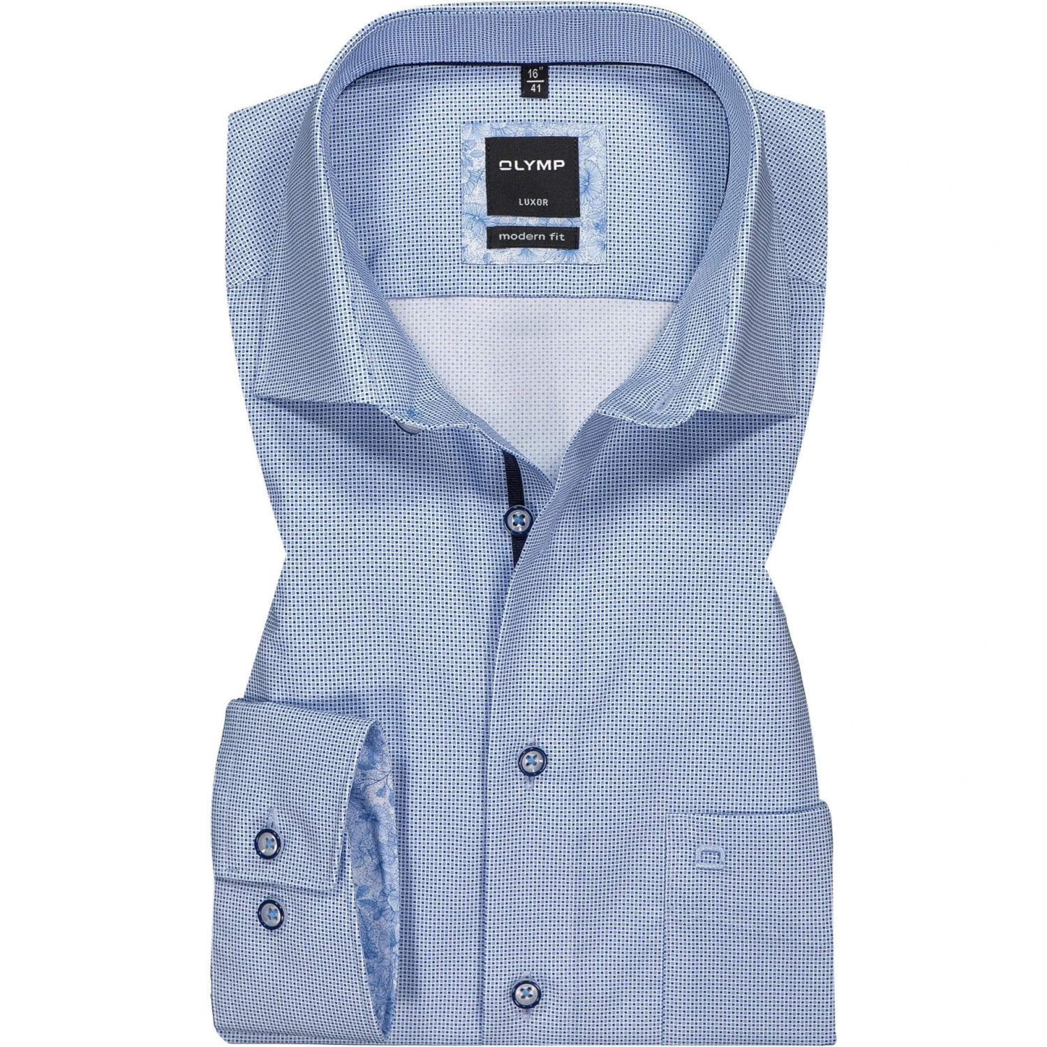 OLYMP Luxor Modern Fit 69EL 1209/79/11 Hemd, Baumwolle, Extra langer Arm, Bleugemustert, Bleu 1 OLYMP Luxor Modern Fit 69EL 1209/79/11 Hemd, Baumwolle, Extra langer Arm, Bleugemustert, Bleu