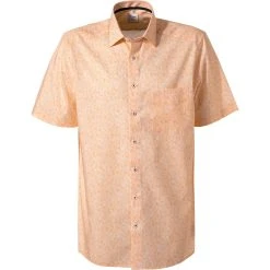 OLYMP Luxor Comfort Fit 1011/72/91 Kurzarmhemd, Popeline, Orange-weiß gemustert, Orange