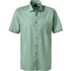 OLYMP Luxor Modern Fit 1209/72/45 Kurzarmhemd, Modern Fit, Popeline, Grün gemustert, Grün