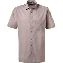 OLYMP Luxor Modern Fit 1209/72/28 Kurzarmhemd, Modern Fit, Popeline, Braun gemustert, Braun