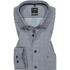 OLYMP Luxor Modern Fit 69EL 1217/79/28 Hemd, Baumwolle, Extra langer Arm, Braun-blau gemustert, Braun