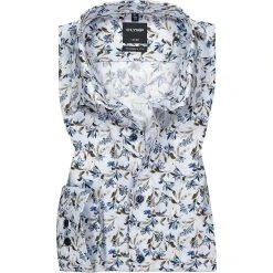 OLYMP Luxor Modern Fit 69EL 1213/79/28 Hemd, Baumwolle, Extra langer Arm, Braun-blau gemustert, Braun