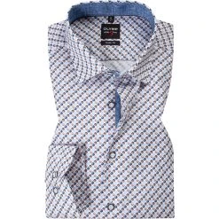 OLYMP Level Five Body Fit 69EL 2033/79/28 Hemd, Baumwolle, Extra langer Arm, Braun-blau gemustert, Braun