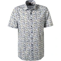 OLYMP Luxor Modern Fit 1213/72/91 Kurzarmhemd, Popeline, Blau-orange gemustert, Orange