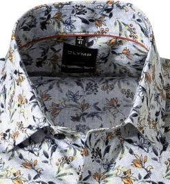 OLYMP Luxor Modern Fit 1213/72/91 Kurzarmhemd, Popeline, Blau-orange gemustert, Orange -hemdenverkauf 368558 norm2