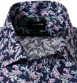 OLYMP Luxor Modern Fit 1213/72/35 Kurzarmhemd, Popeline, Marine-rot gemustert, Rot -hemdenverkauf 368561 norm2