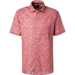 OLYMP Luxor Modern Fit 1211/72/35 Kurzarmhemd, Popeline, Rot-weiß gemustert, Rot