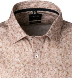 OLYMP Luxor Modern Fit 1211/72/28 Kurzarmhemd, Popeline, Braun-weiß gemustert, Braun -hemdenverkauf 368566 norm2