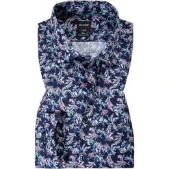 OLYMP Luxor Modern Fit 69EL 1213/79/35 Hemd, Baumwolle, Extra langer Arm, Rot-blau gemustert, Rot