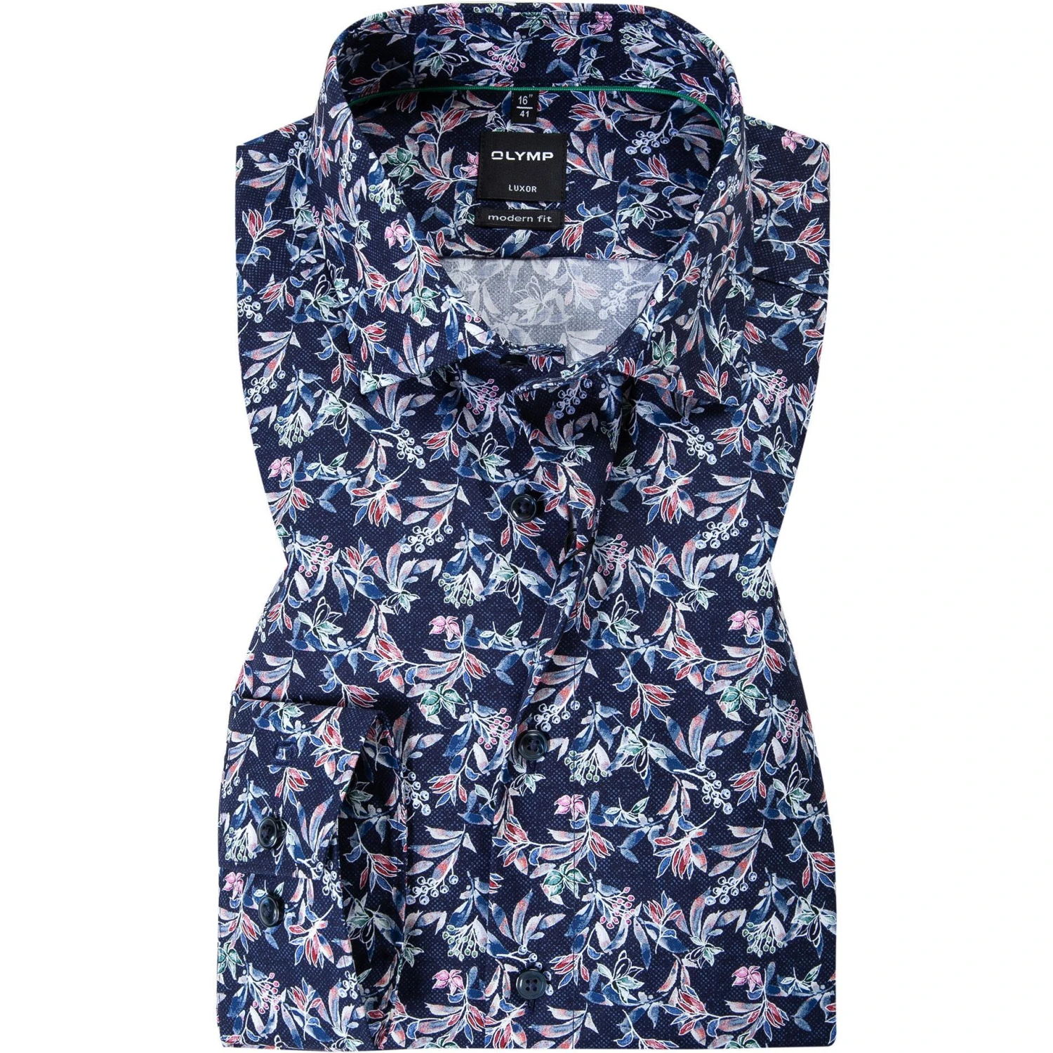 OLYMP Luxor Modern Fit 1213/74/35 Hemd, Baumwolle, Rot-blau gemustert, Rot 1 OLYMP Luxor Modern Fit 1213/74/35 Hemd, Baumwolle, Rot-blau gemustert, Rot