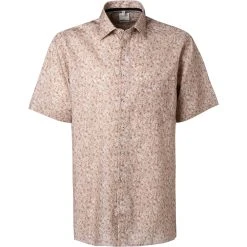 OLYMP Luxor Comfort Fit 1011/72/28 Kurzarmhemd, Popeline, Braun gemustert, Braun