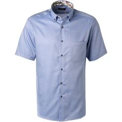 ETERNA Hemd 8933/C04U/12 Kurzarmhemd, Modern Fit, Oxford, Blau meliert, Blau