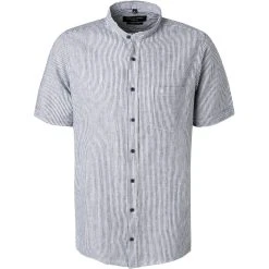 CasaModa Hemd 913656000/101 Kurzarmhemd, Casual Fit, Leinen-Baumwolle, Navy gestreift, Navy