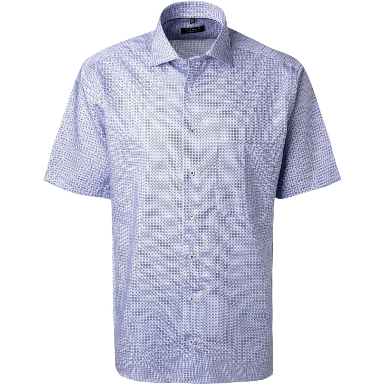 ETERNA Hemd 3424/K19K/12 Kurzarmhemd, Comfort Fit, Baumwolle, Flieder gemustert, Blau 1 ETERNA Hemd 3424/K19K/12 Kurzarmhemd, Comfort Fit, Baumwolle, Flieder gemustert, Blau