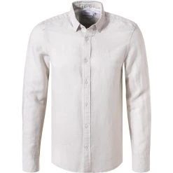 Calvin Klein Hemd K10K107110/AEV Slim Fit, Leinen-Baumwolle, Hellbeige meliert, Hellbeige