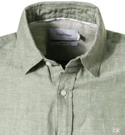 Calvin Klein Hemd K10K107110/MSS Slim Fit, Leinen-Baumwolle, Khaki meliert, Khaki -hemdenverkauf 368655 norm2