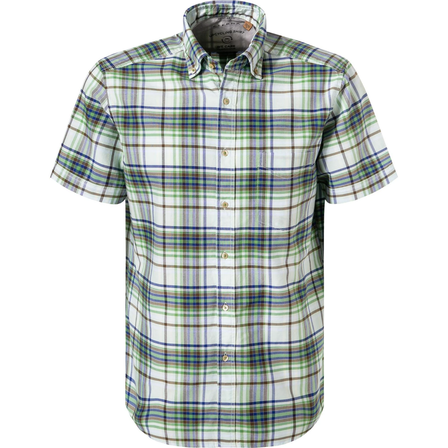 ETERNA Hemd 2449/WS9B/43 Kurzarmhemd, Regular Fit, Baumwolle, Grün kariert, Grün 1 ETERNA Hemd 2449/WS9B/43 Kurzarmhemd, Regular Fit, Baumwolle, Grün kariert, Grün