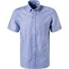 ETERNA Hemd 2450/WS9B/14 Kurzarmhemd, Regular Fit, Leinen-Baumwolle, Blau meliert, Blau