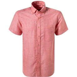 ETERNA Hemd 2450/WS9B/83 Kurzarmhemd, Regular Fit, Leinen-Baumwolle, Hellrot meliert, Hellrot