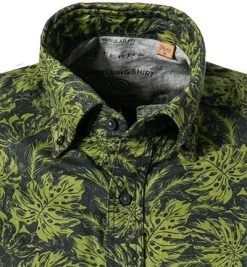 ETERNA Hemd 2461/WS7B/48 Kurzarmhemd, Regular Fit, Leinen-Baumwolle, Grün gemustert, Grün -hemdenverkauf 368693 norm2