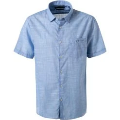 Pierre Cardin Hemd 53916/000/27175/9001 Kurzarmhemd, Modern Fit, Baumwolle, Himmelblau meliert, Himmelblau