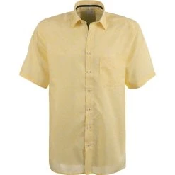 OLYMP Luxor Comfort Fit 1011/72/51 Kurzarmhemd, Popeline, Gelb gemustert, Gelb