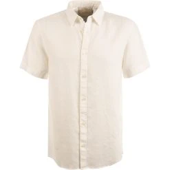 Scotch & Soda Hemd 160791/0102 Kurzarmhemd, Regular Fit, Reines Leinen, Weiß