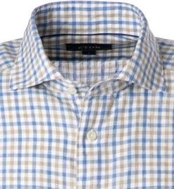 ETON Hemd 1000/03049/ Contemporary Fit, Reines Leinen, Weiß-braun kariert, Weiß-braun -hemdenverkauf 368859 norm2