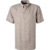 ETON Hemd 1000/03070/34 Kurzarmhemd, Slim Fit, Reines Leinen, Taupe meliert, Taupe
